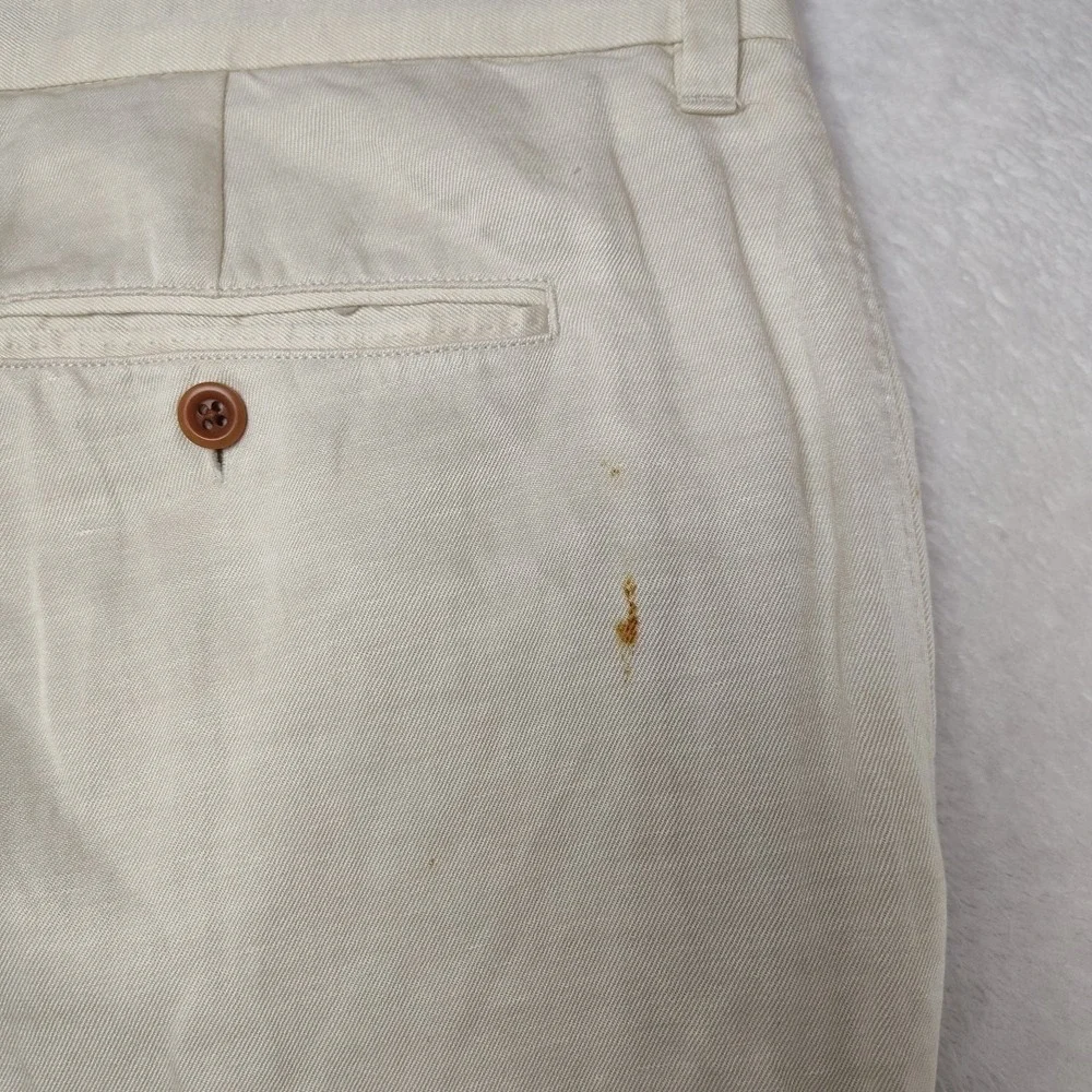 Tommy Bahama Pants Mens 40x30 Beige Lyocell Linen Straight Pleated Island Travel